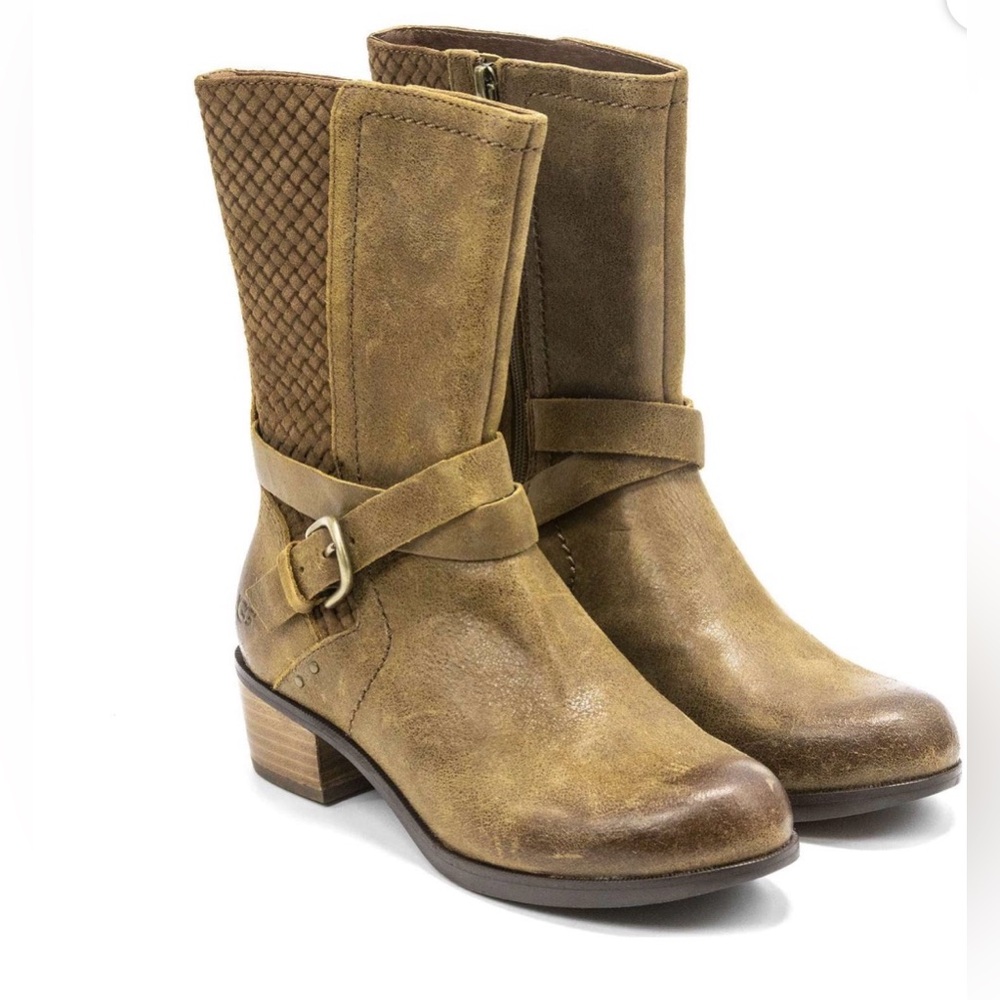 Ugg Australia Women's Lula Mae Leather Boots Chestnut Brown - Size 8.5
